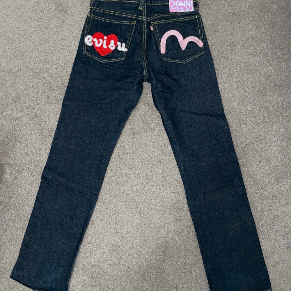 EVISU WIDE LEG BAGGY SEAGULL DONNA HEART WIDE LEG JEANS